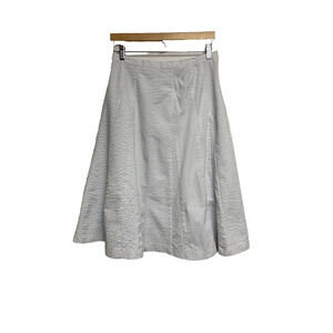 Susan Graver Blue & White Seersucker Lined Midi Skirt - Size M